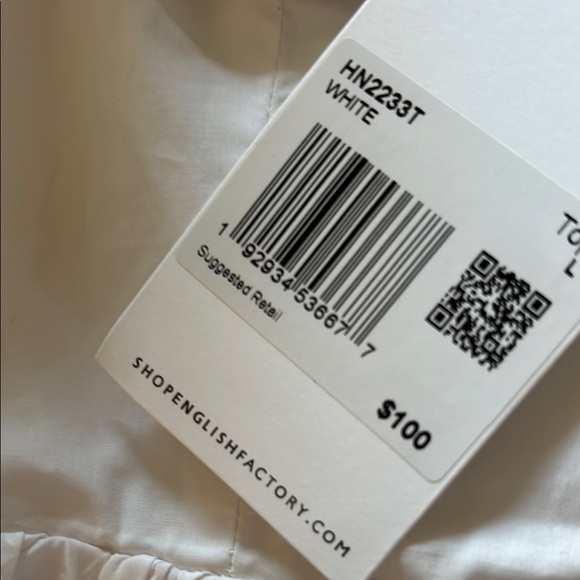 NWT English Factory White Puff Sleeve Peplum Blouse - Picture 6 of 7